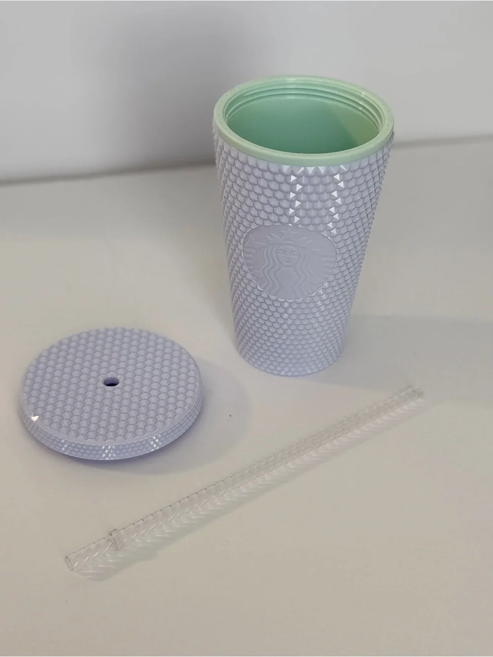 Starbucks White Iridescent Studded Tumbler with Straw